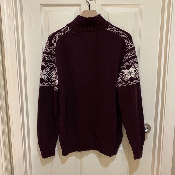 Original Weatherproof Vintage Sweater - Snowflake‎ Quarter Zip-Burgundy-XL - Picture 2 of 7